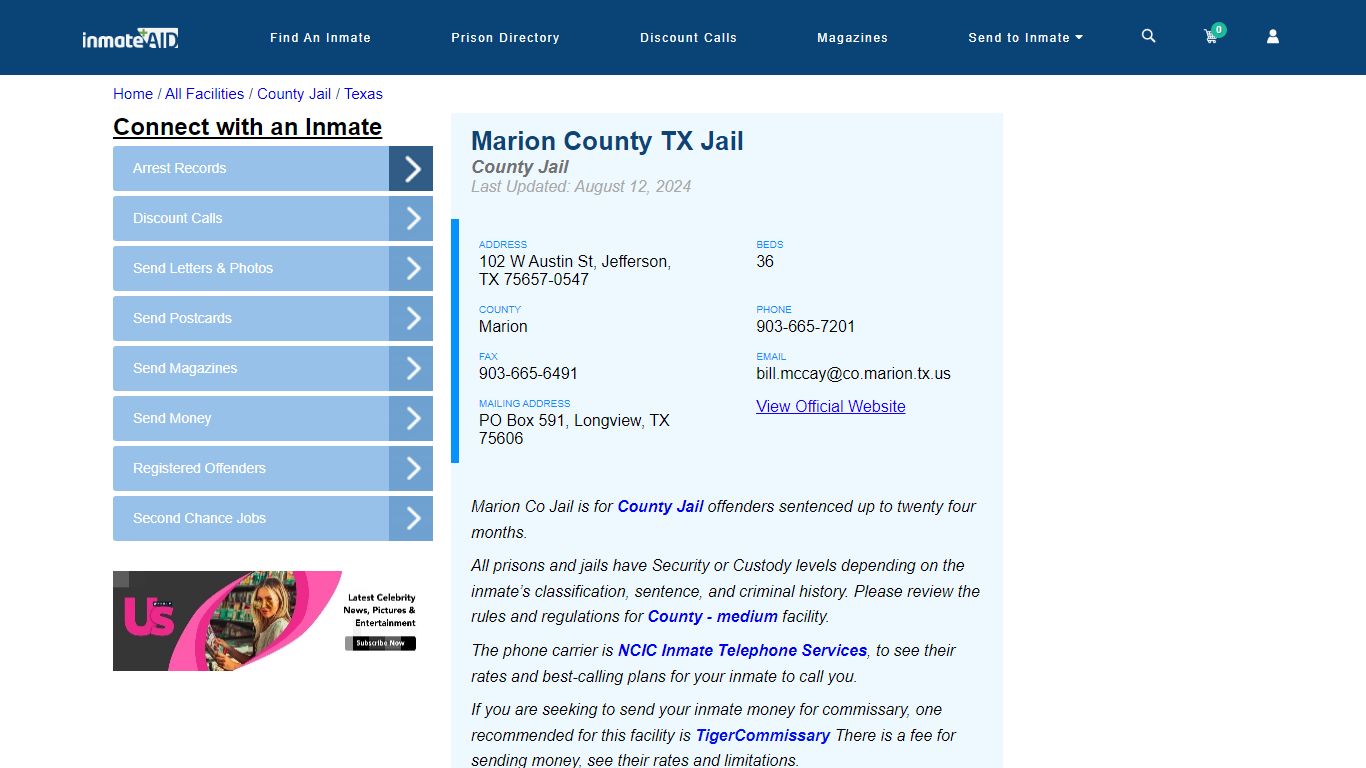 Marion County TX Jail - Inmate Locator