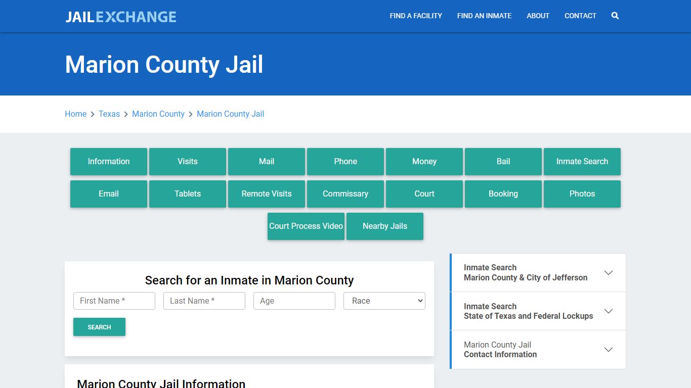 Marion County Jail Roster Lookup, TX, Inmate Search